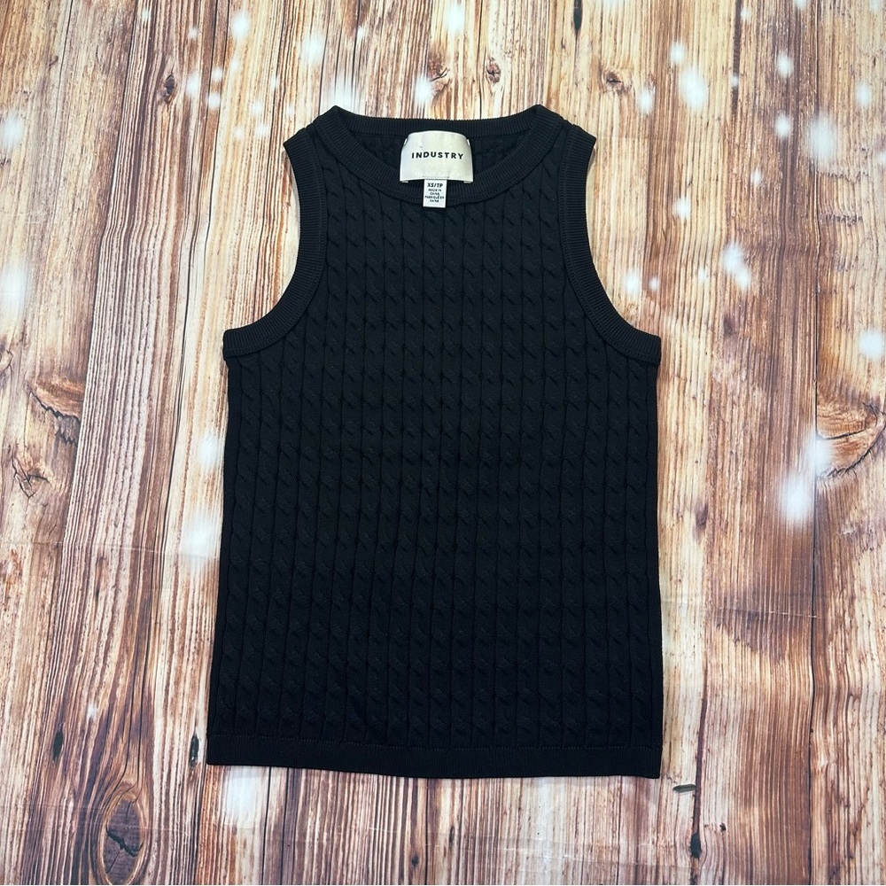 Industry Black Cable Knit  Sleeveless Top Size XS Women’s